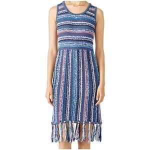 Derek Lam 10 Crosby Midi Dress XS Fringe Tassel Striped Knit Bodycon Crochet 595